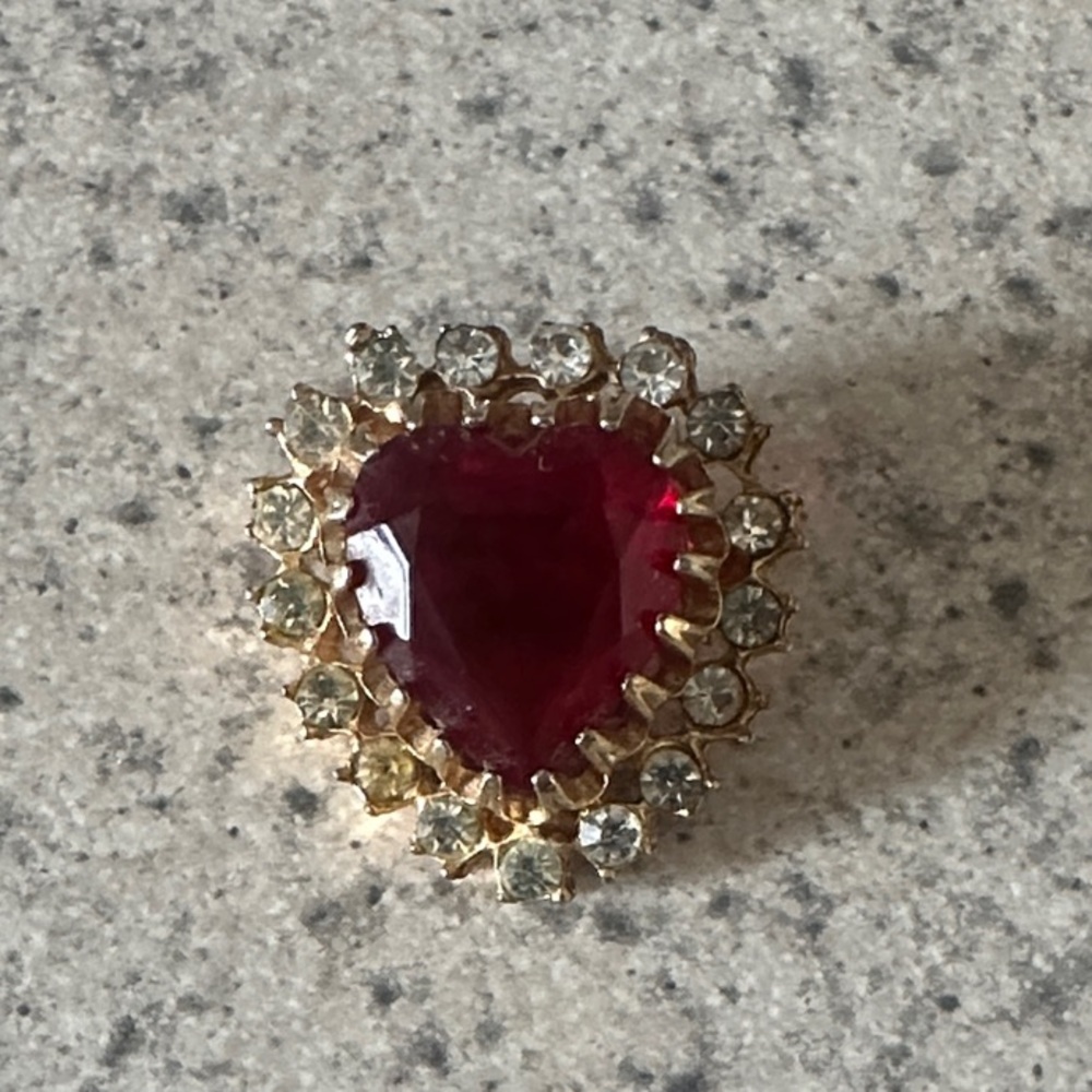 Heart-Shaped Red and Gold Pin
